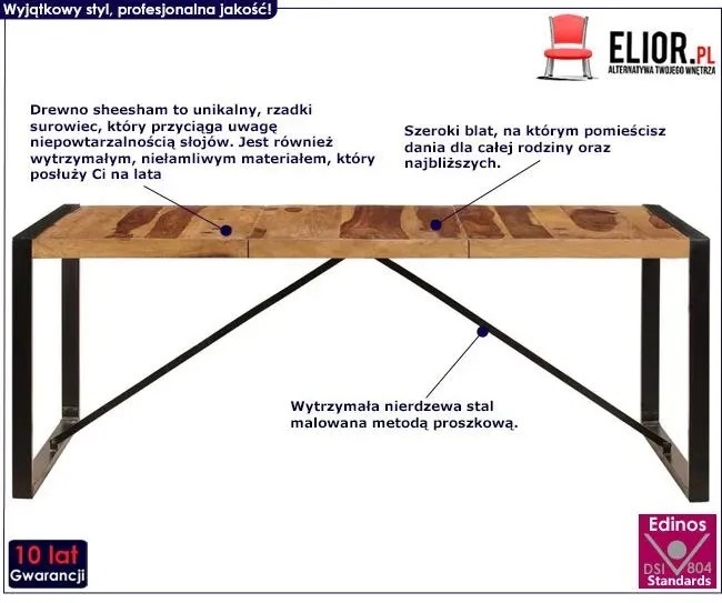 Industrialny stół z sheesham 100x200 - Veriz 6X