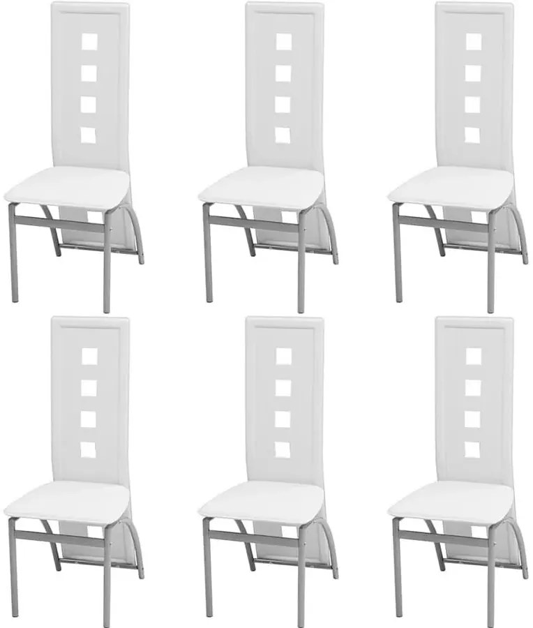 Zestaw 6 białych metalowych krzeseł tapicerowanych B8-K82