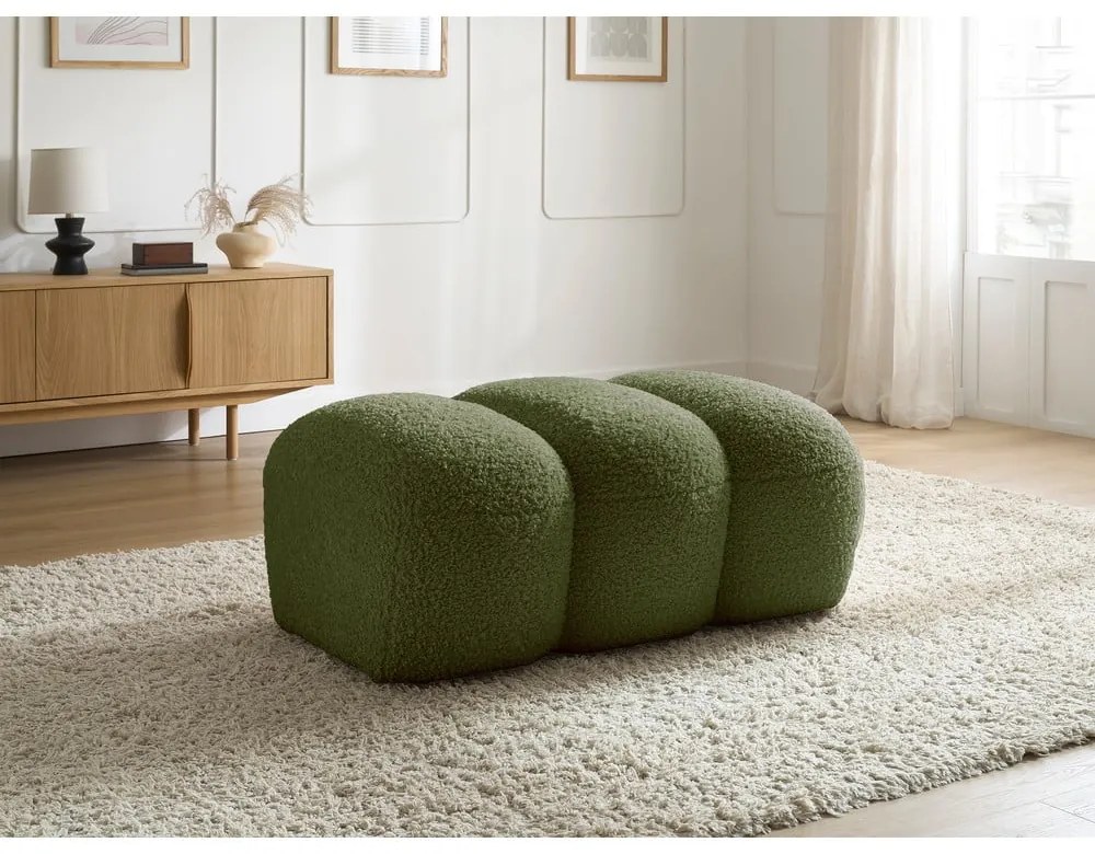 Zielony podnóżek z materiału bouclé Hippolyte – Bobochic Paris