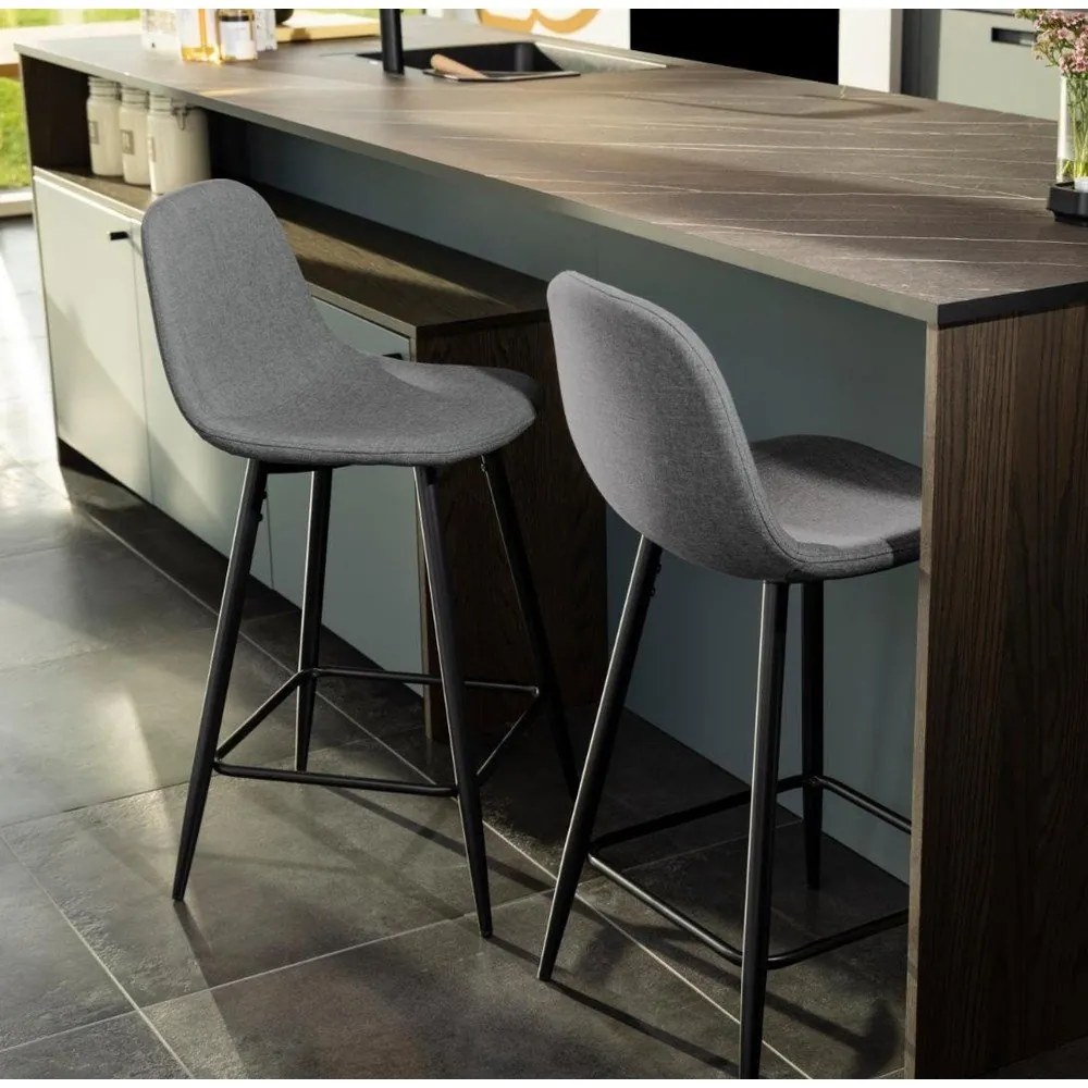 Jasnoszare tapicerowane hokery zestaw 2 szt. (wysokość siedziska 65 cm) Wilma – Actona