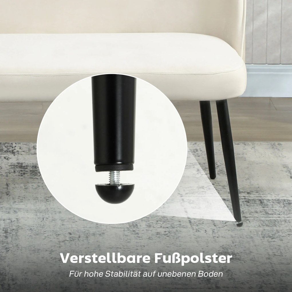 HOMCOM Sofa 2-osobowa, nowoczesna tapicerowana kanapa z metalowo-drewnianą ramą, welurowa tapicerka, beżowa