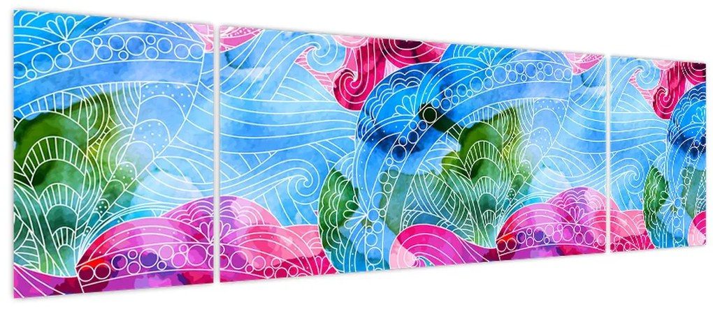 Obraz - Kolorowe fale (170x50 cm)