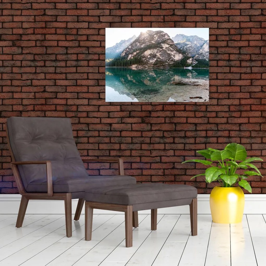 Obraz na szkle - górskie jezioro (70x50 cm)