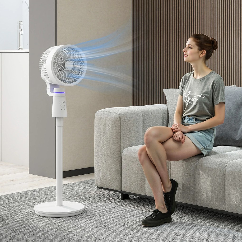 HOMCOM Wentylator stojący cyrkulator powietrza z 3 prędkościami, pilotem, timerem i oscylacją 70°+90° | Aosom PL