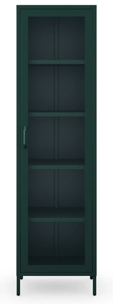 Witryna szklana do salonu wąska butelkowa zieleń Modern LUIGI 500 x 1800 x 350 mm