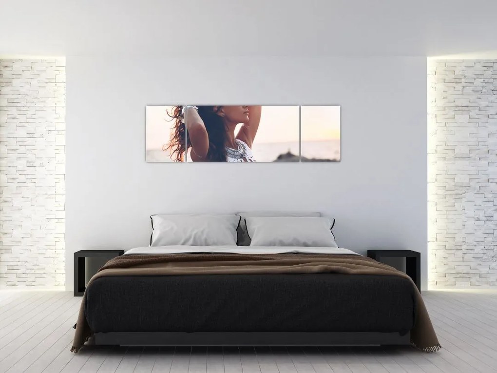 Obraz kobiety na plaży (170x50 cm)