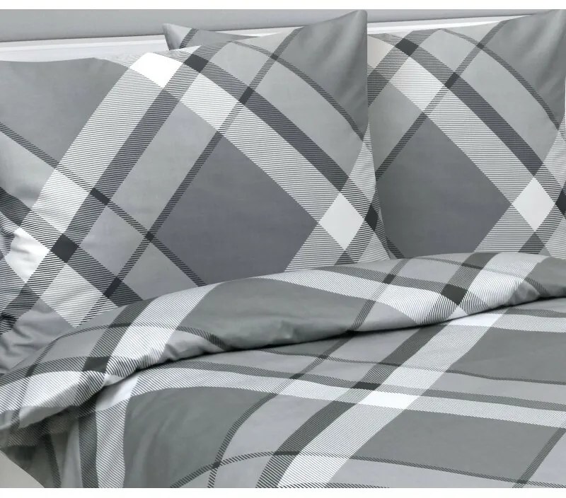 Pościel satynowa Bellatex Káro szara, 140 x 220cm, 70 x 90 cm, 140 x 220 cm, 70 x 90 cm