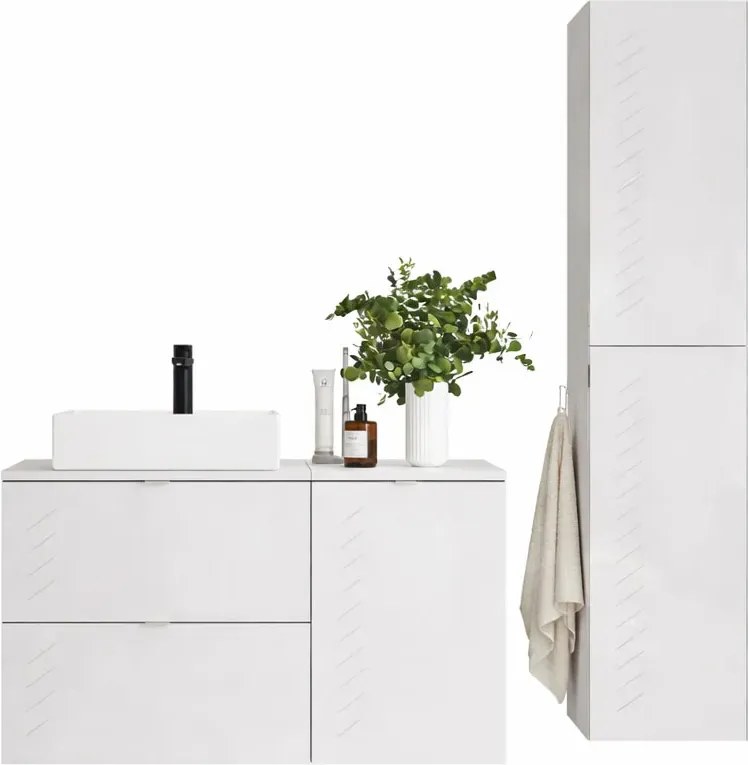 Biały komplet podwieszanych mebli łazienkowych P7-F74