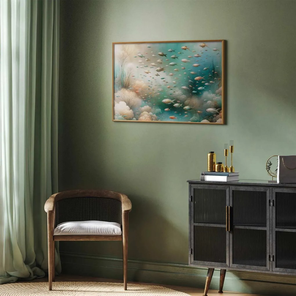 Plakat Oceaniczne piękno 90x60 cm z ramą złotą bez marginesu ARTGEIST B