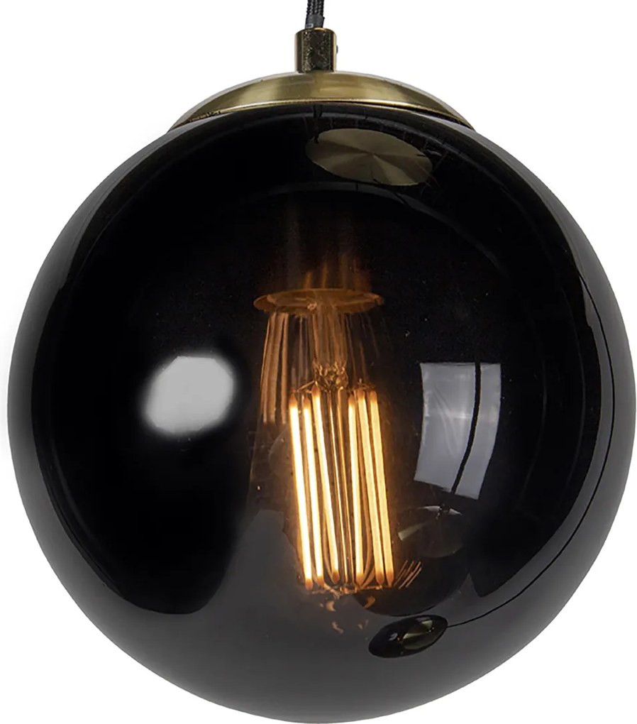 Inteligentna lampa wisząca mosiężna z czarnym szkłem z 3 Wifi ST64 - Pallon