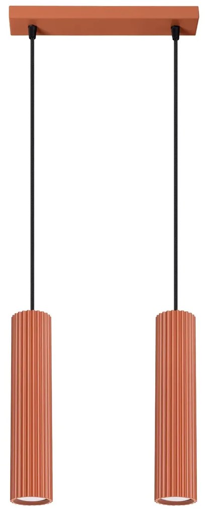 Lampa wisząca KARBON 2 ochra czerwona ryflowana SOLLUX  LIGHTING