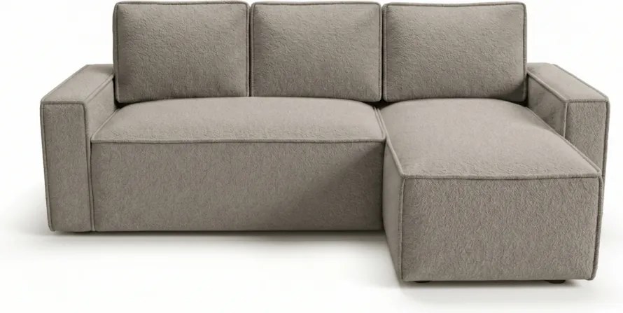 Rozkładana narożna sofa SMART BOUCLE 232x143 cm, szarobeżowa, uniwersalna