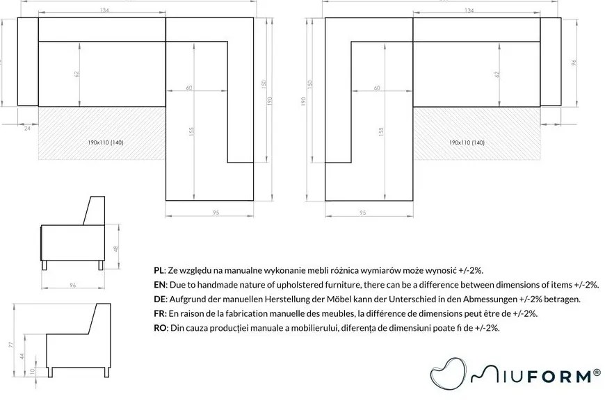 Turkusowy rozkładany narożnik (lewostronny) Dazzling Daisy – Miuform
