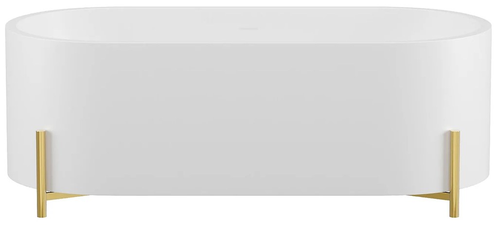 Wanna wolnostojąca owalna biała ze złotymi nóżkami - 160 x 73,5 x 59 cm - ALONSA