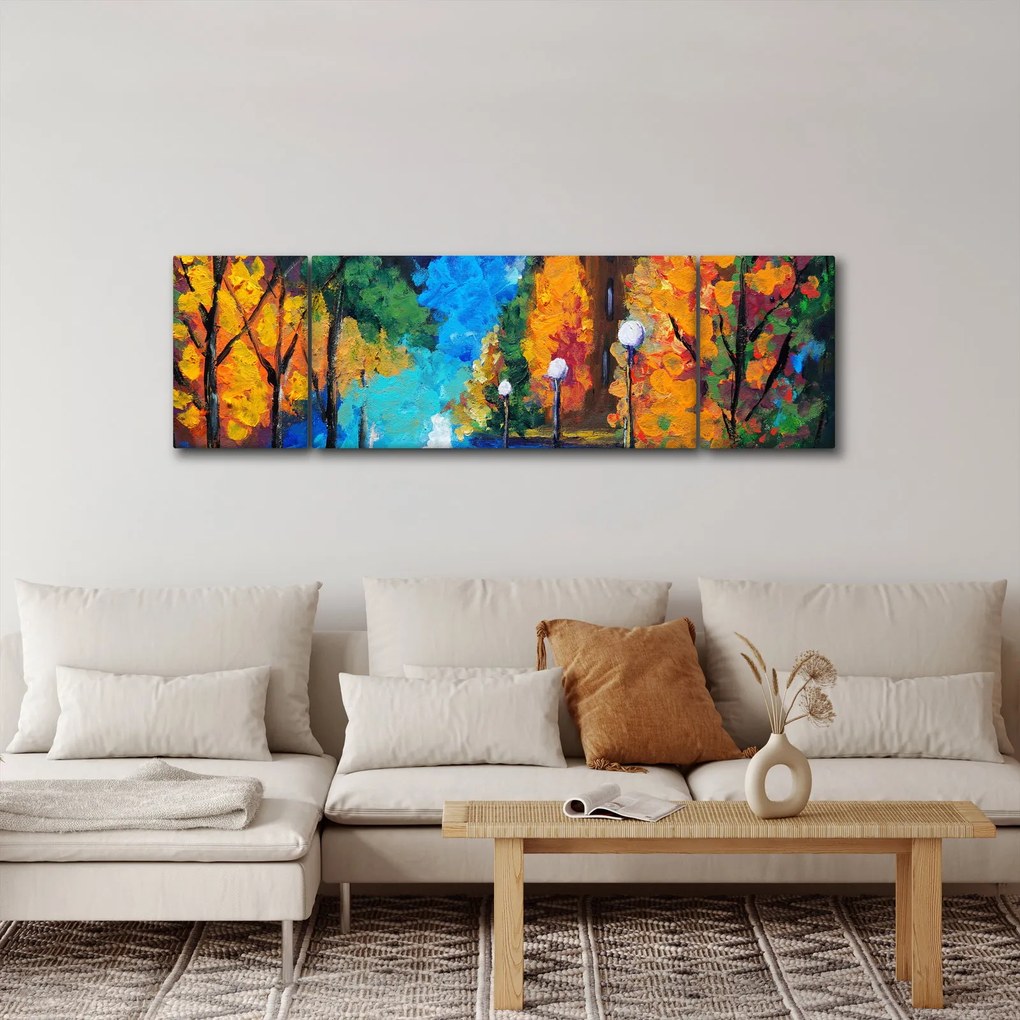 Obraz - Kochankowie, Pointillismus (170x50 cm)