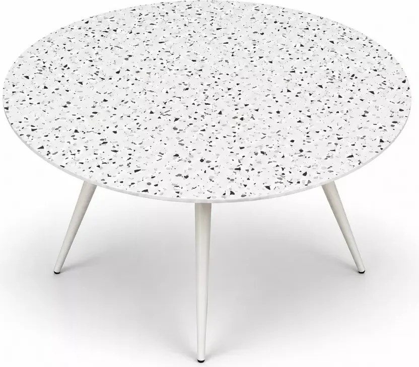Okrągły biały stół lastryko Blanco 120 cm na stalowych białych nogach do kuchni