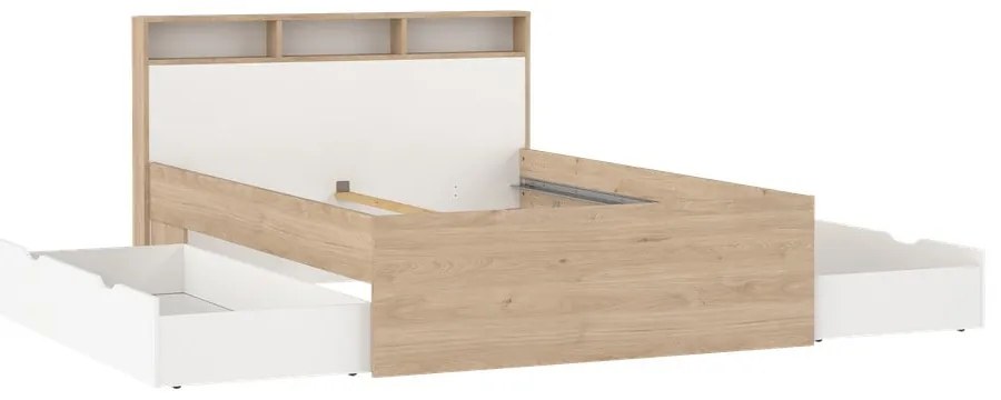 Łóżko dwuosobowe w dekorze dębu ze schowkiem bez stelaża 140x200 cm Ikast – Tvilum