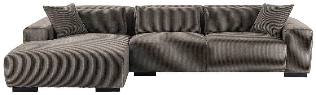 Kanapa narożna lewa welurowy z sztruksowego materiału w kolorze taupe OVENTINO od Maison Céphy