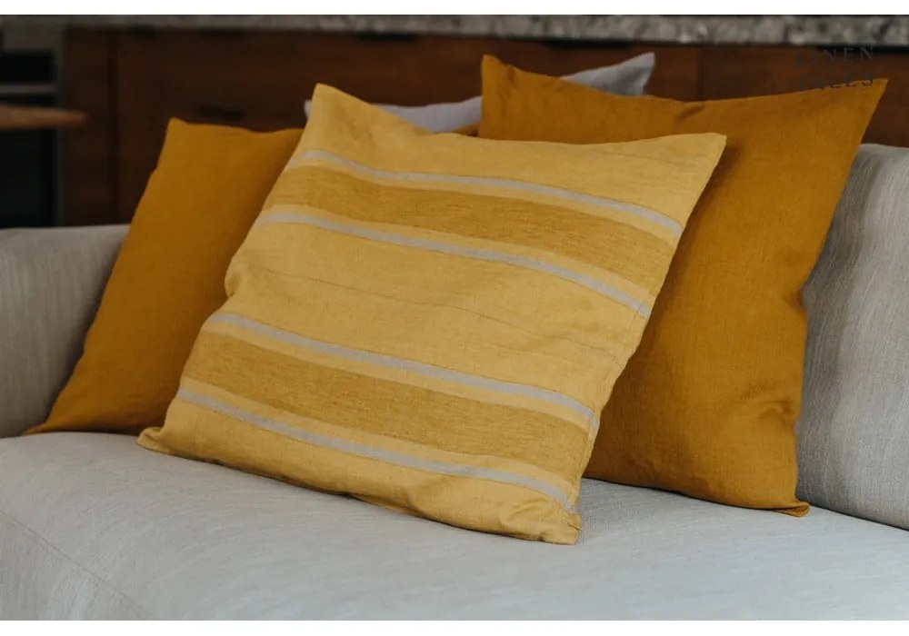 Lniana poszewka na poduszkę 40x40 cm Amber Bronze Stripes – Linen Tales