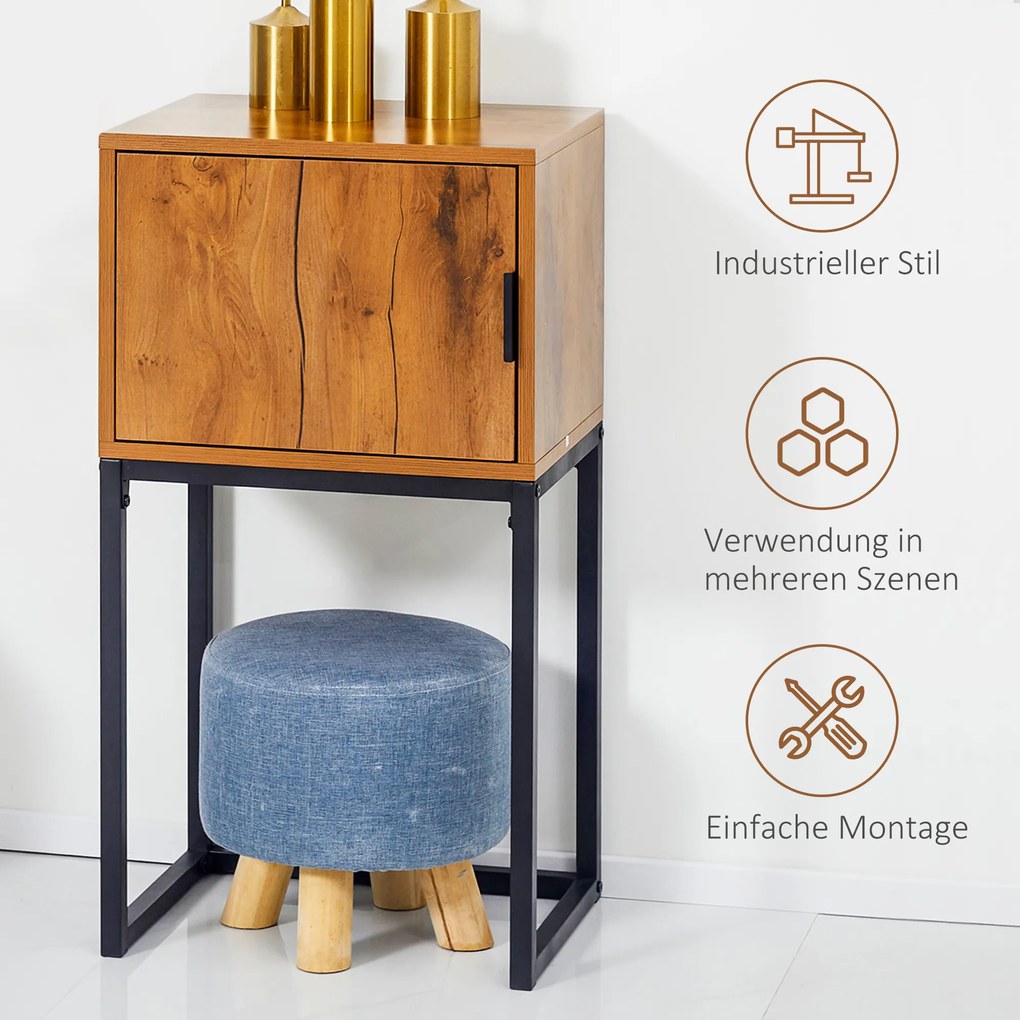 HOMCOM Stolik konsolowy w stylu industrialnym, Stolik pomocniczy, Kredens, 1 szafka, Brąz + Czarny