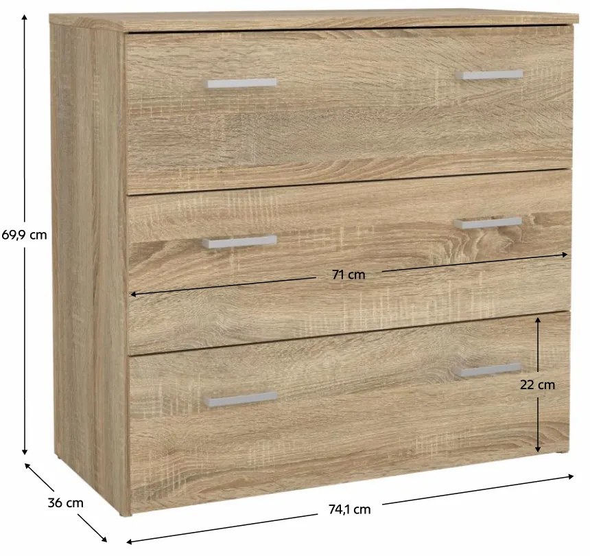 Komoda GARBO 3, dąb sonoma