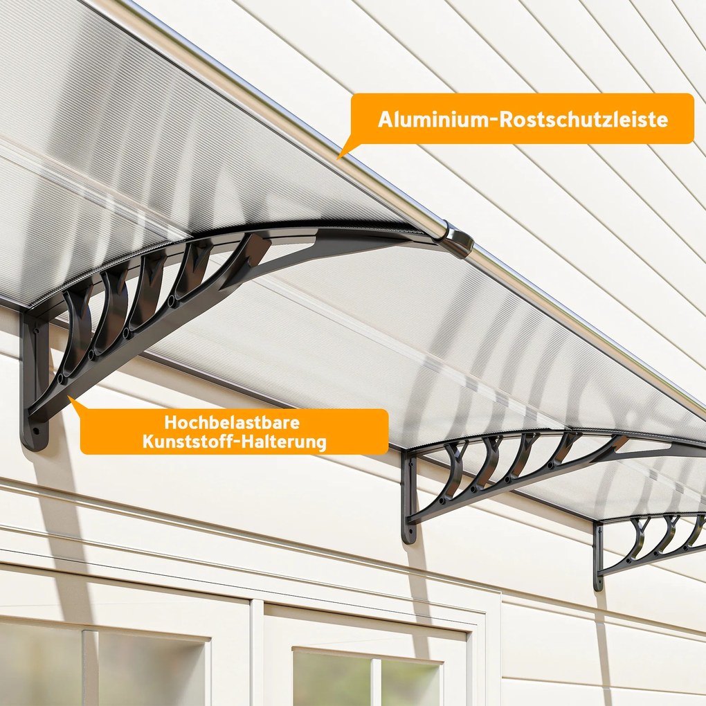 Outsunny Osłona przeciwsłoneczna i przeciwdeszczowa z uchwytem ściennym 295x90cm Elegancka biel | Aosom PL