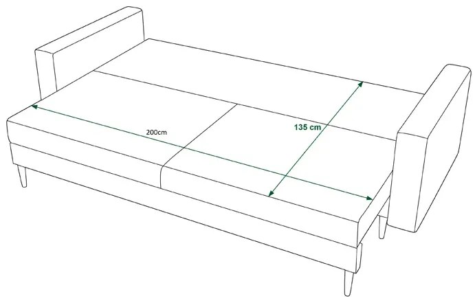 Turkusowa rozkładana sofa z funkcją spania H1-N47