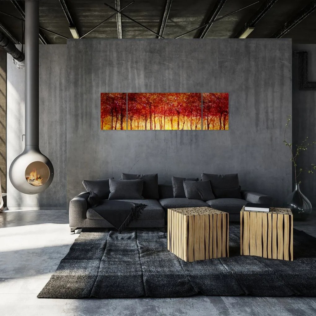 Obraz - Malowanie lasu liściastego (170x50 cm)