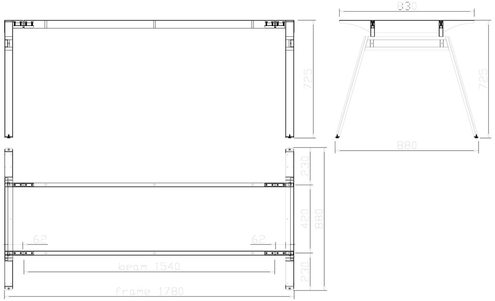 Biurko PRIMO SIGMA, 180x90 cm, biała podstawa, buk