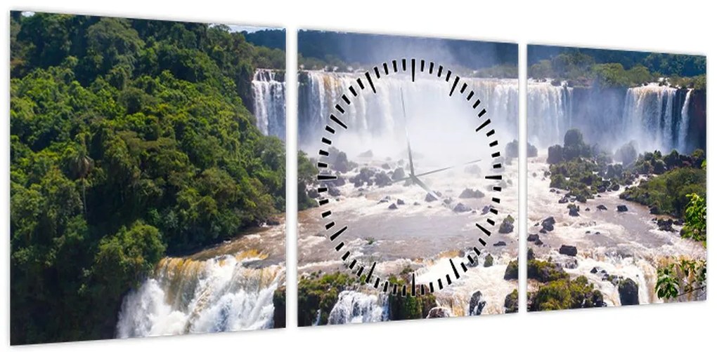 Obraz wodospadu Iguassu (z zegarem) (90x30 cm)