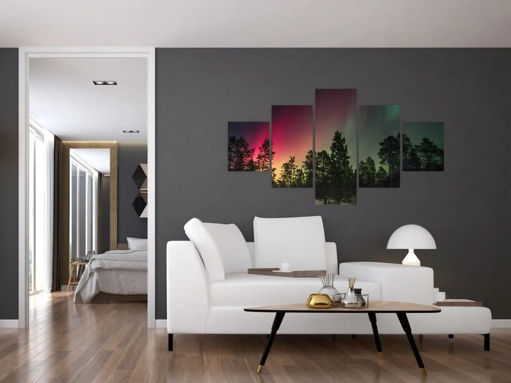Obraz zorzy polarnej (125x70 cm)