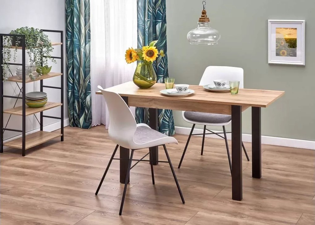 Nowoczesny rozkładany stół Plissee 100-135x60 cm prostokątny z laminowanym blatem i nogami do kuchni