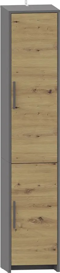 Nowoczesny regał zamykany dąb artisan + antracyt K3-T79