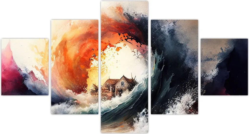 Obraz - W wirze powodzi, akwarela (125x70 cm)