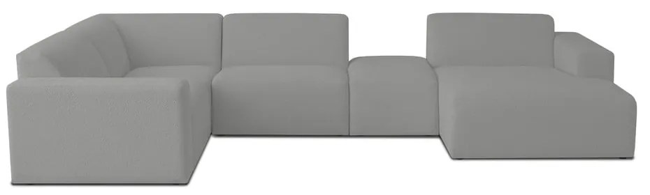 Szary narożnik z materiału bouclé (w kształcie litery U) Roxy – Scandic