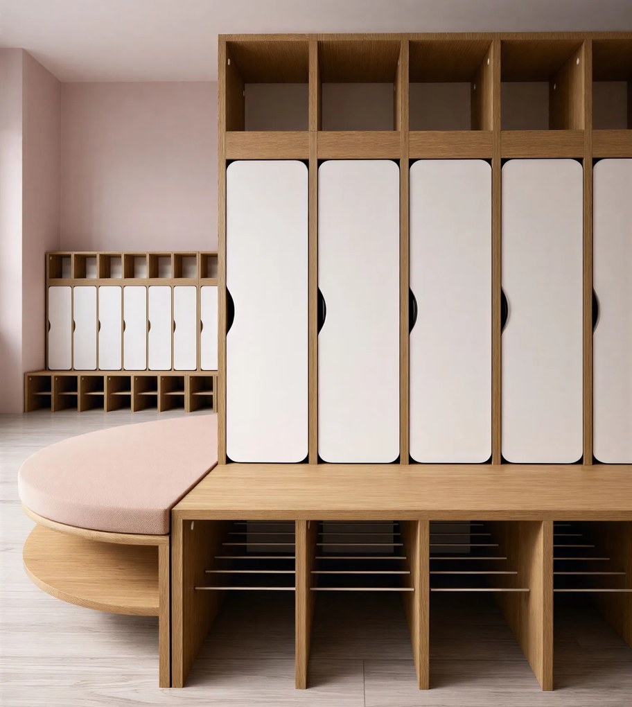 Szatnia szkolna 3-osobowa z drzwiczkami dolnymi Blox Base, index SZT-3R-B-B-A