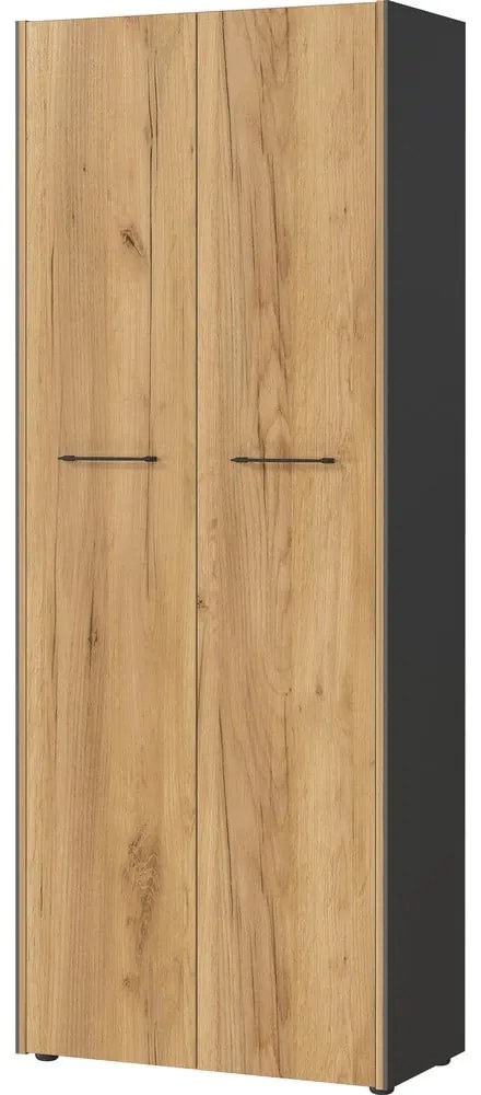 Antracytowo-naturalna szafa w dekorze dębu 75x196x40 cm Podium – Germania