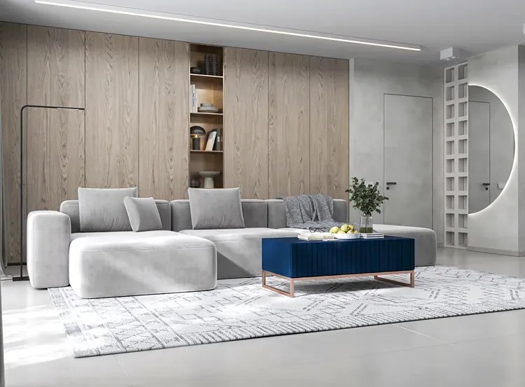 Granatowy stolik kawowy z lamelami G9-Z34