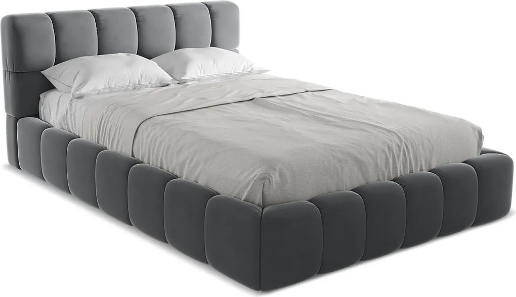 Łóżko 160 x 228 - z weluru - stalowy - NALU