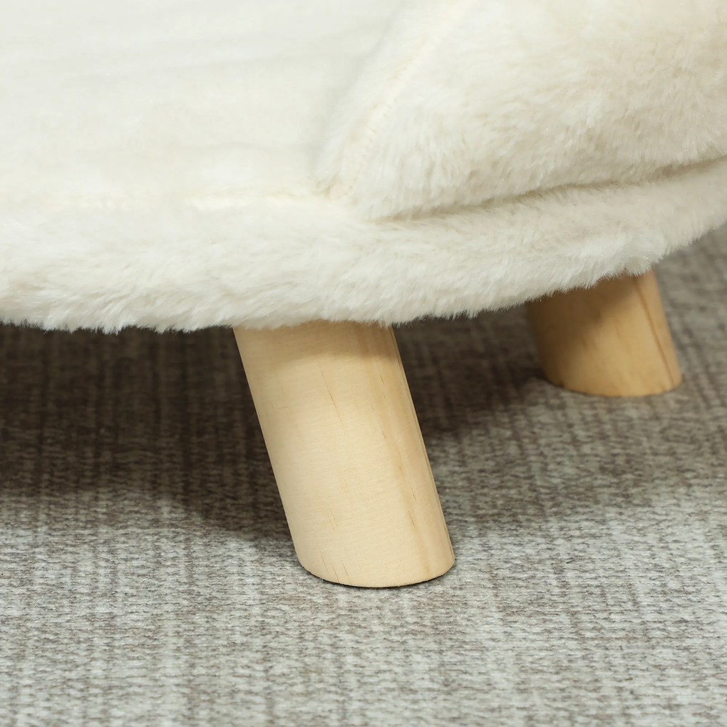 PawHut Łóżko dla psa kota z odpinanym pokrowcem Miękkie wygodne legowisko kremowo białe 47x47x20cm | Aosom PL