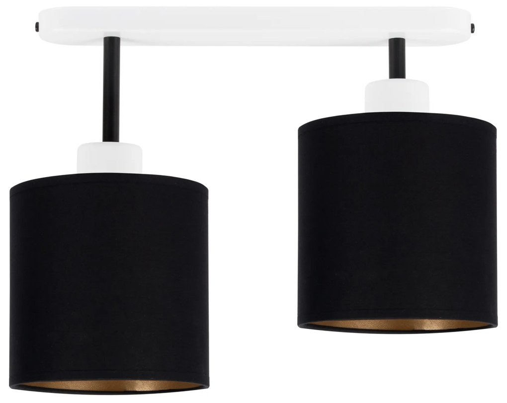 Lampa sufitowa biała dwupunktowy spot z czarnymi abażurami C-3306WE-SC