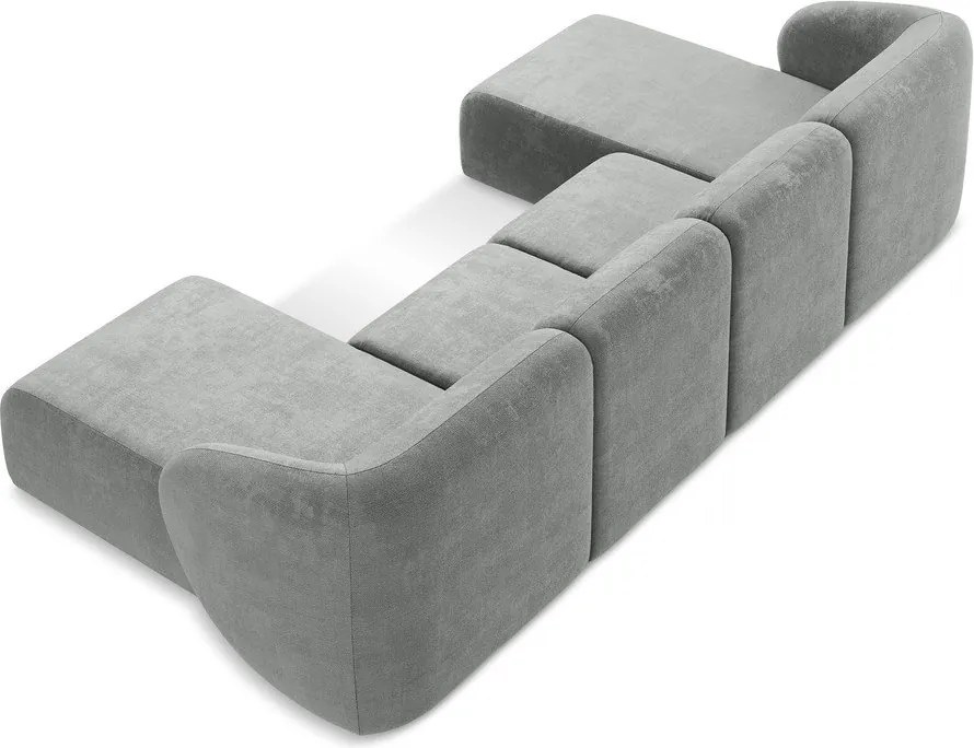 Szary narożnik z tkaniny szenilowej (w kształcie litery U) Lani – Makamii