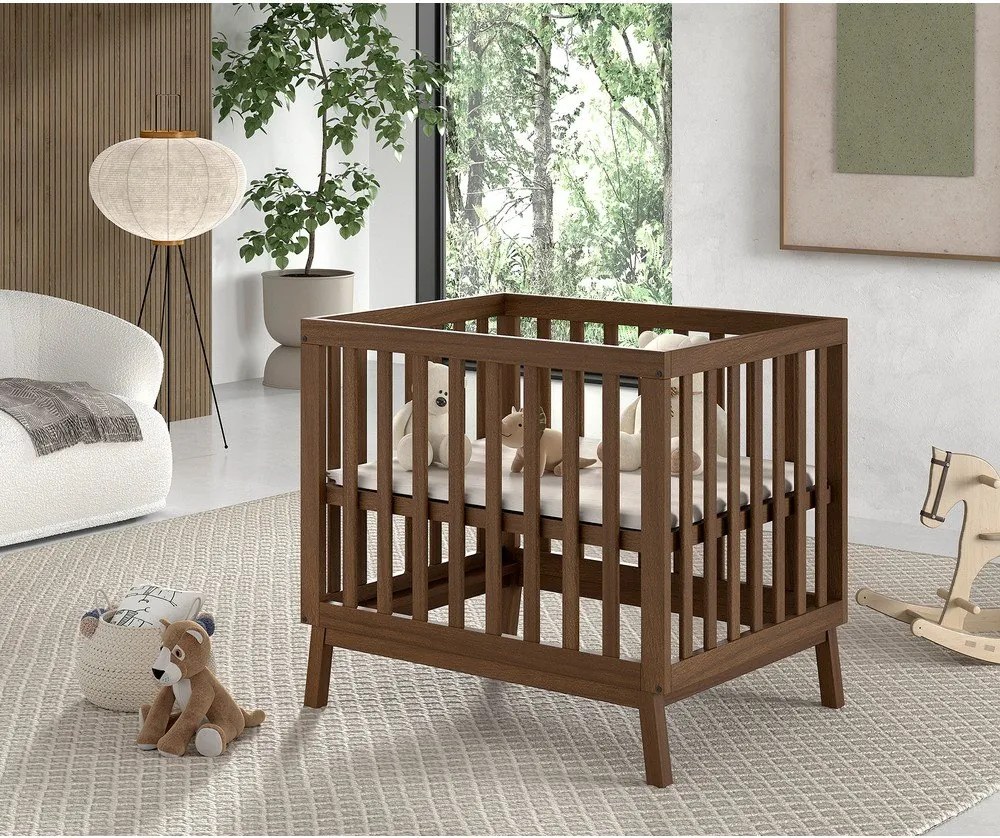 Brązowy kojec dla dzieci z litego drewna sosnowego 95x75 cm Sezane – Vipack