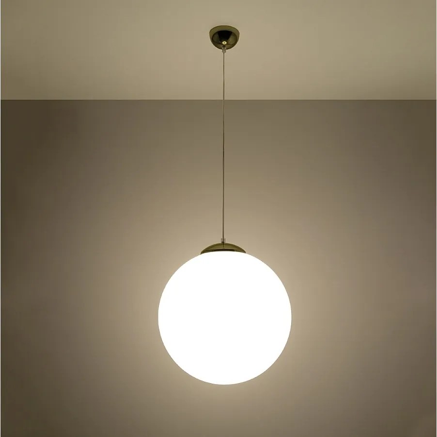 Lampy wiszące minimalistyczny Stera, stal/szkło - 1 źródło światła 3000K - L.40 x H.130 cm - biały/złoty