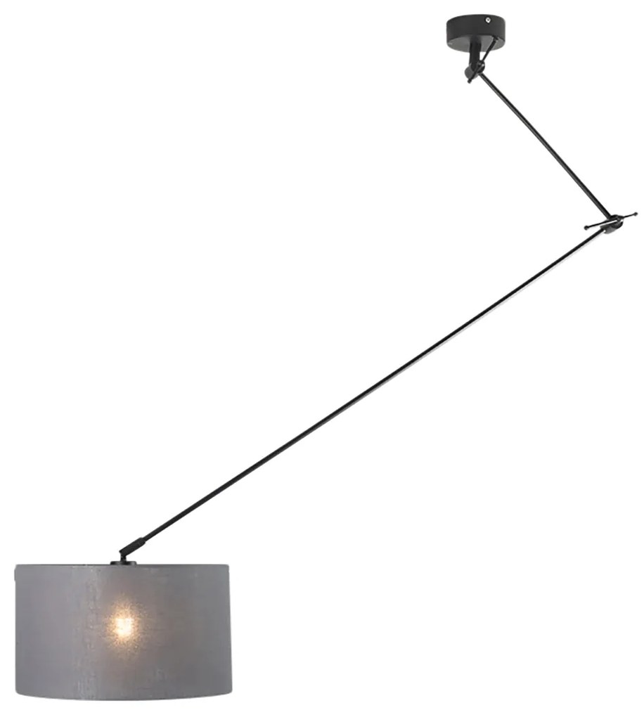Lampa wisząca czarna z kloszem 35 cm ciemnoszary regulowany - Blitz Nowoczesny Oswietlenie wewnetrzne