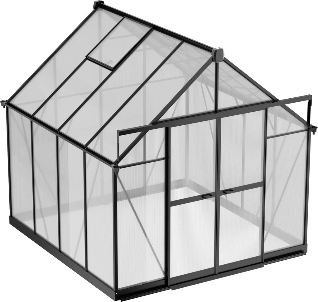 Szklarnia 234 × 244 × 254 cm, wzmocniona konstrukcja, poliwęglan 6 mm