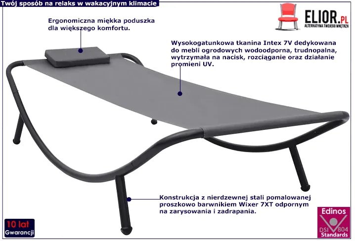 Szary pojedynczy leżak na balkon - Wintex 4X