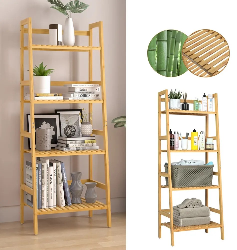 Regał bambusowy ZOJA, 4 półki, 48x32x123cm, brąz Casaria