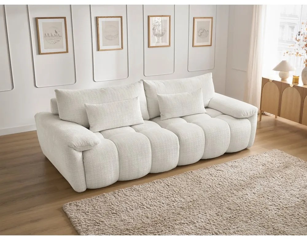 Biała sofa z tkaniny szenilowej 264 cm Ivane – Bobochic Paris