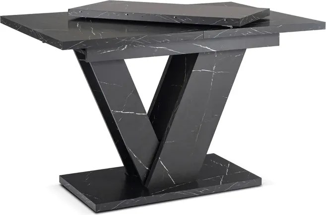 Stół Prostokątny Rozkładany CLARK 120-160 cm Czarny Marmur Glamour